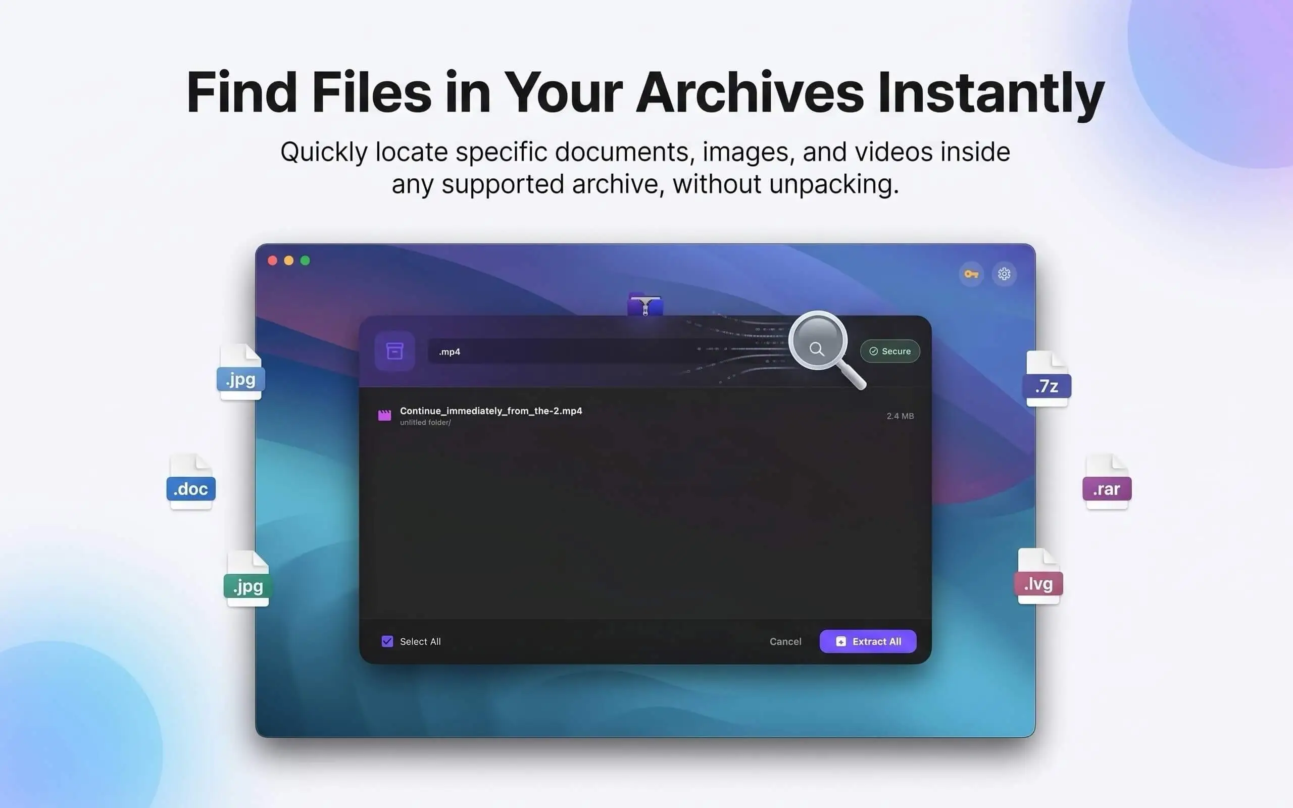 Unzipr Smart Search across an archive